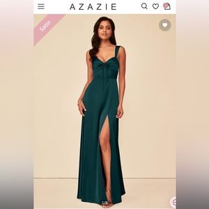 Azazie Alexia satin dress in pine a6